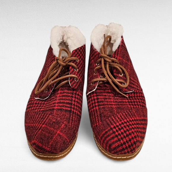 Toms Red Plaid Bota Shoes Size 10 - Picture 5 of 16